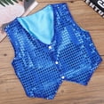 thumbnail image 3 of Fldy Kids Boys Girls Shiny Sequins Vest Wedding Choir Party Waistcoat Jazz Hip Hop Dance Costume Blue 13-14, 3 of 6
