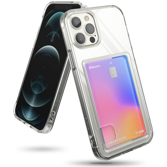 Ringke Fusion Card Case Compatible with iPhone 12 Pro Max, Built-in Slim Card Holder Wallet - Clear