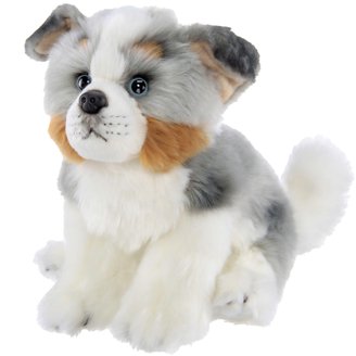 Bearington Shep Plush Border Collie Stuffed Animal Dog - Realistic, 13" Long, Super Soft