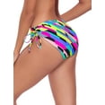 thumbnail image 4 of Ocean Blues Women's Full Coverage Swim Bottoms Sides Drawstring Mid Rise Bikini Bottom Color Block Print Bathing Suit Size M, 4 of 9