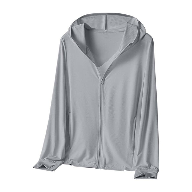 Xdzjlr Polos pour Hommes Upf 50+ Soleil Extérieur Léger à Fermeture Éclair Complète Veste à Capuche Manches Longues Pêche Randonnée Performance Respirant T-Shirt pour Hommes TTTG