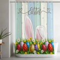 thumbnail image 5 of Easter Small Stall Shower Curtain, Waterproof Shower Curtains for Bathroom, Wooden Bunny Colorful Eggs Spring Floral Botanical Washable Fabric Bath Curtain for Bathtub with Hooks 36x78 Inches, 5 of 9