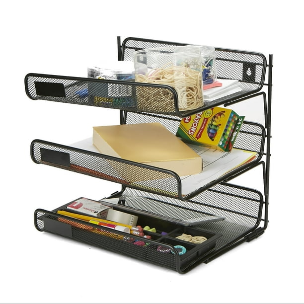 Mind Reader Metal Mesh 3 Tier Wall Mount Paper Tray ...