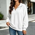 thumbnail image 2 of Ghalytn Women's Quarter Zip Collared Sweatshirt, Long Rib Cuff Sleeve Drop Shoulder Relaxed Fit Pullover Top, 2 of 5