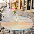 thumbnail image 6 of Ocean Sunset Round Tablecloth for 36-44 Inch Tables,Fitted Table Cover with Elastic Edge,Modern Orange Blue Oil Painting Seagull Waterproof Outdoor Table Cloth Protector for Patio Garden Dinner, 6 of 9