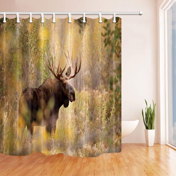 ARTJIA Wild Creature Wild Animal Moose Standing in Forest Polyester