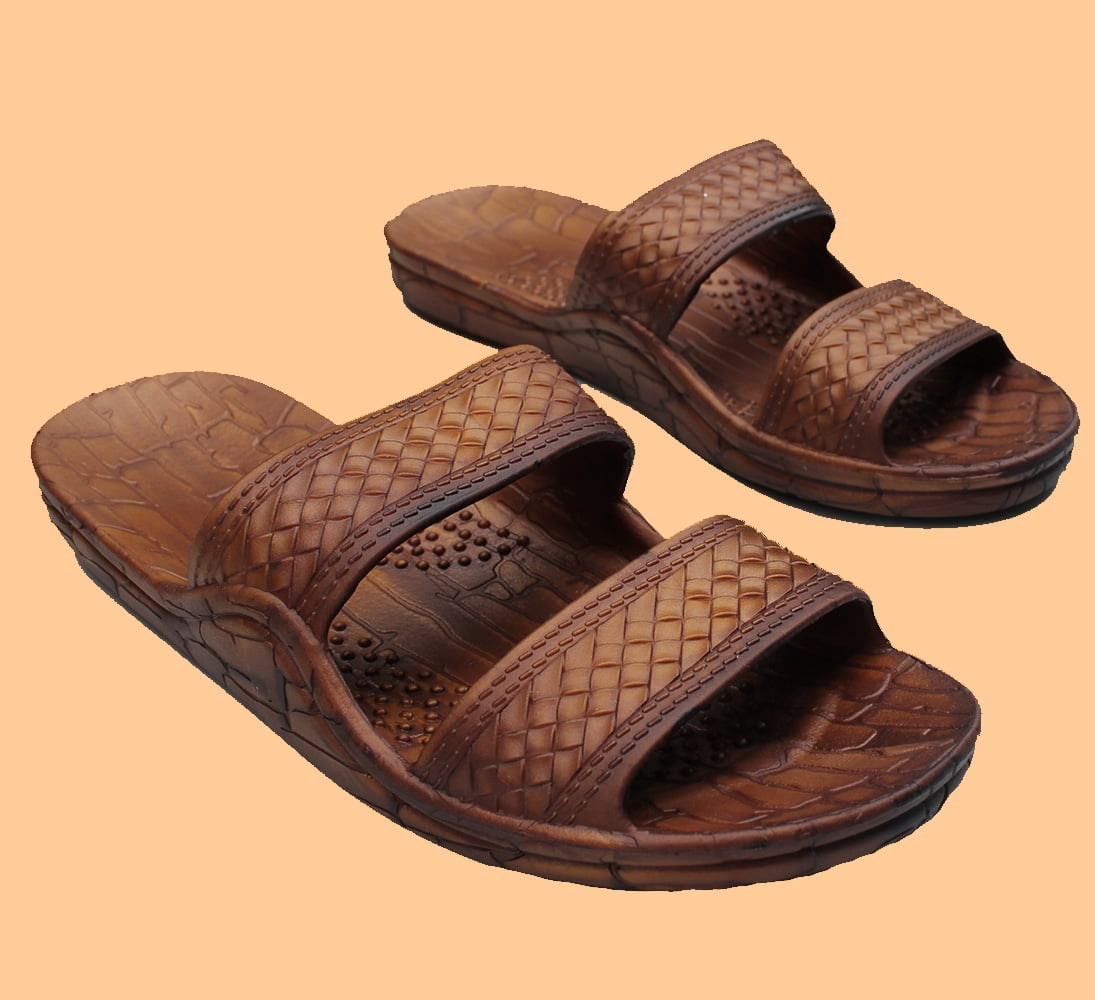 Rubber Double Strap Jesus Sandals By Imperial Hawaii for Women Men and  Teens (Womens Size 9, Mens size 7.Brown)