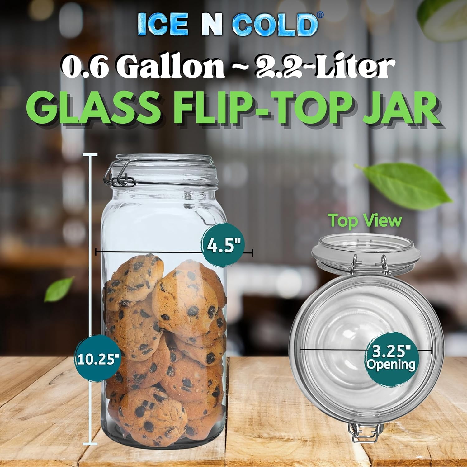 Airtight Glass Storage Jars with Clamp Lid – Food Storage Containers with Rubber Gasket Seal – Pantry & Kitchen Canisters for Dry Goods, Coffee, Sugar, Pasta – 0.4L to 2.2L Sizes (4, 75oz | 2.2L)