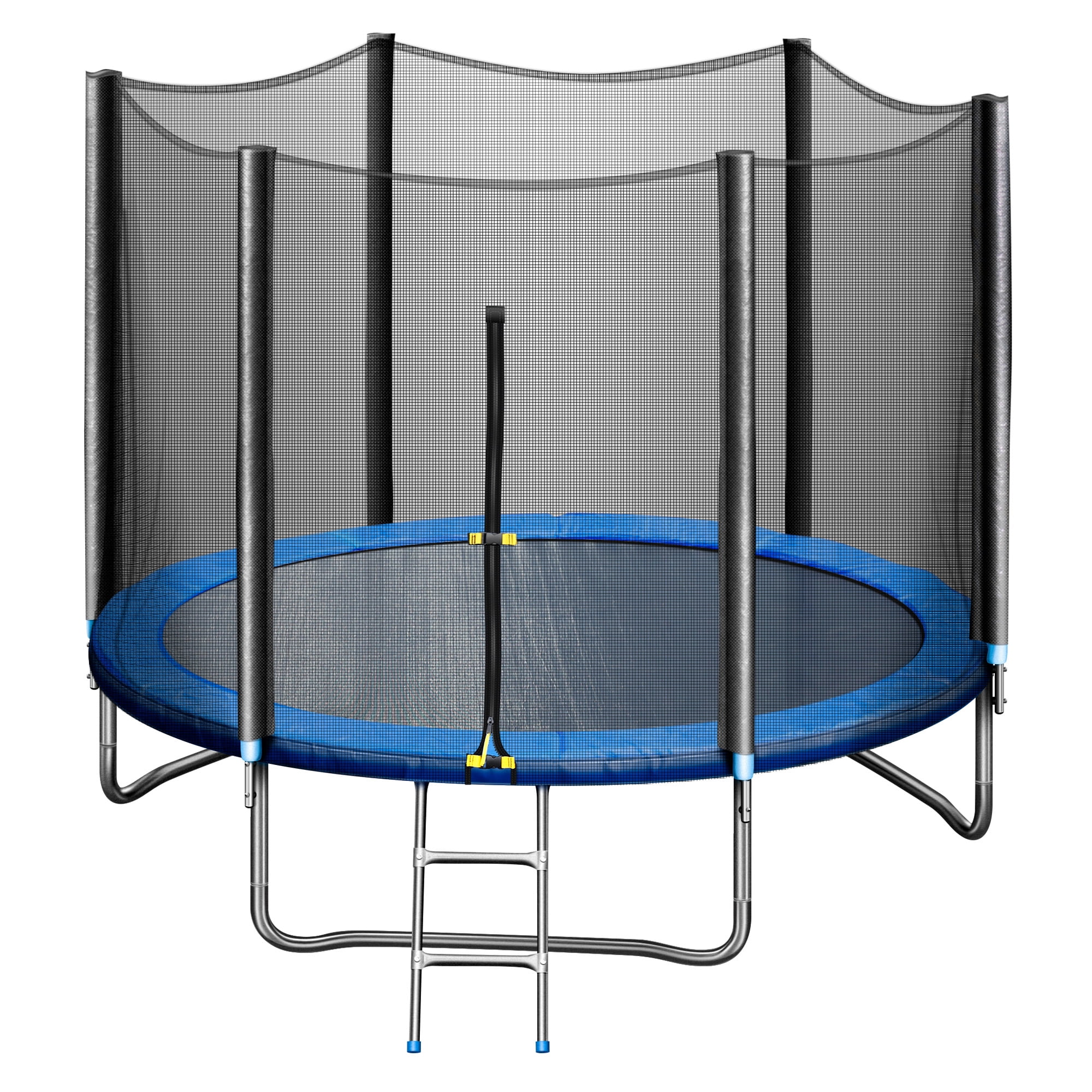 moobody 10FT Recreational Trampoline with Enclosure Net, Waterproof Jumping Mat,Simple Ladder,Max Weight Capacity 661 LB for 3-4 Kids,Blue