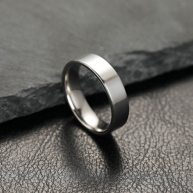 Anillo de acero inoxidable, joyería, bola interior, exterior, plana, personalidad, anillo de pareja de acero de titanio brillante, nicho femenino