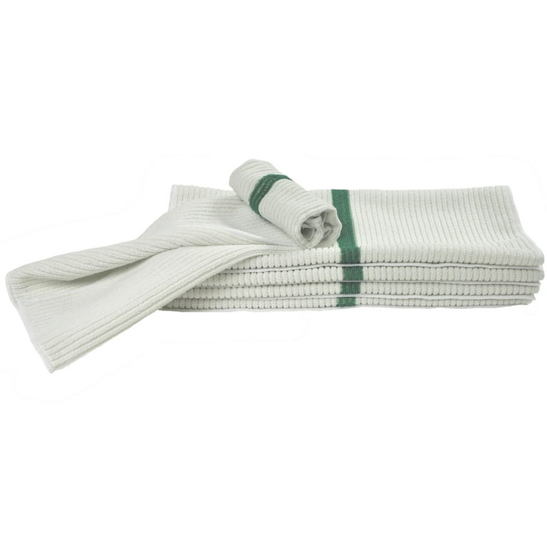 Nouvelle Legende 14 x 18in Ribbed Bar Mop Microfiber Towels (12 Pack) Green
