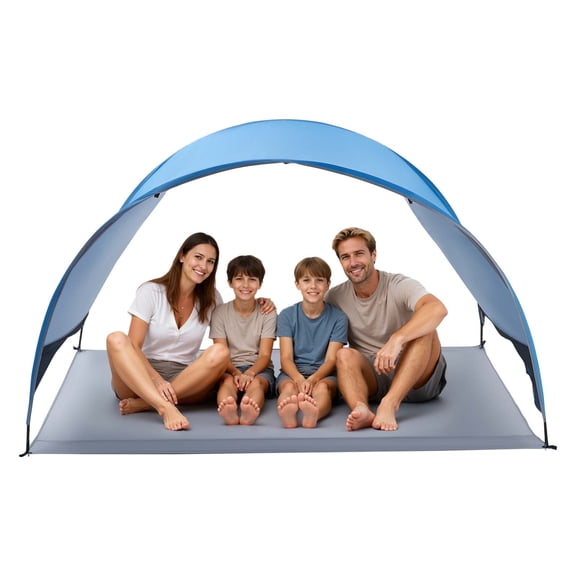 VEVOR Beach Tent Sun Shelter for 4 Person, UPF 50 Protection,Portable Sun Shade Canopy with Carrying Bag & Ground Stakes, Lightweight and Easy Setup Beach Umbrella for Camping Fishing Outdoor Picnic