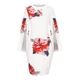 thumbnail image 4 of QIPOPIQ Robes pour Femmes Robe à Étages Fumée Manches Courtes Robes Décontractées Col Rond Robe d'Été Imprimé Fermeture Éclair Boutons Robes Offres 2023, 4 of 6