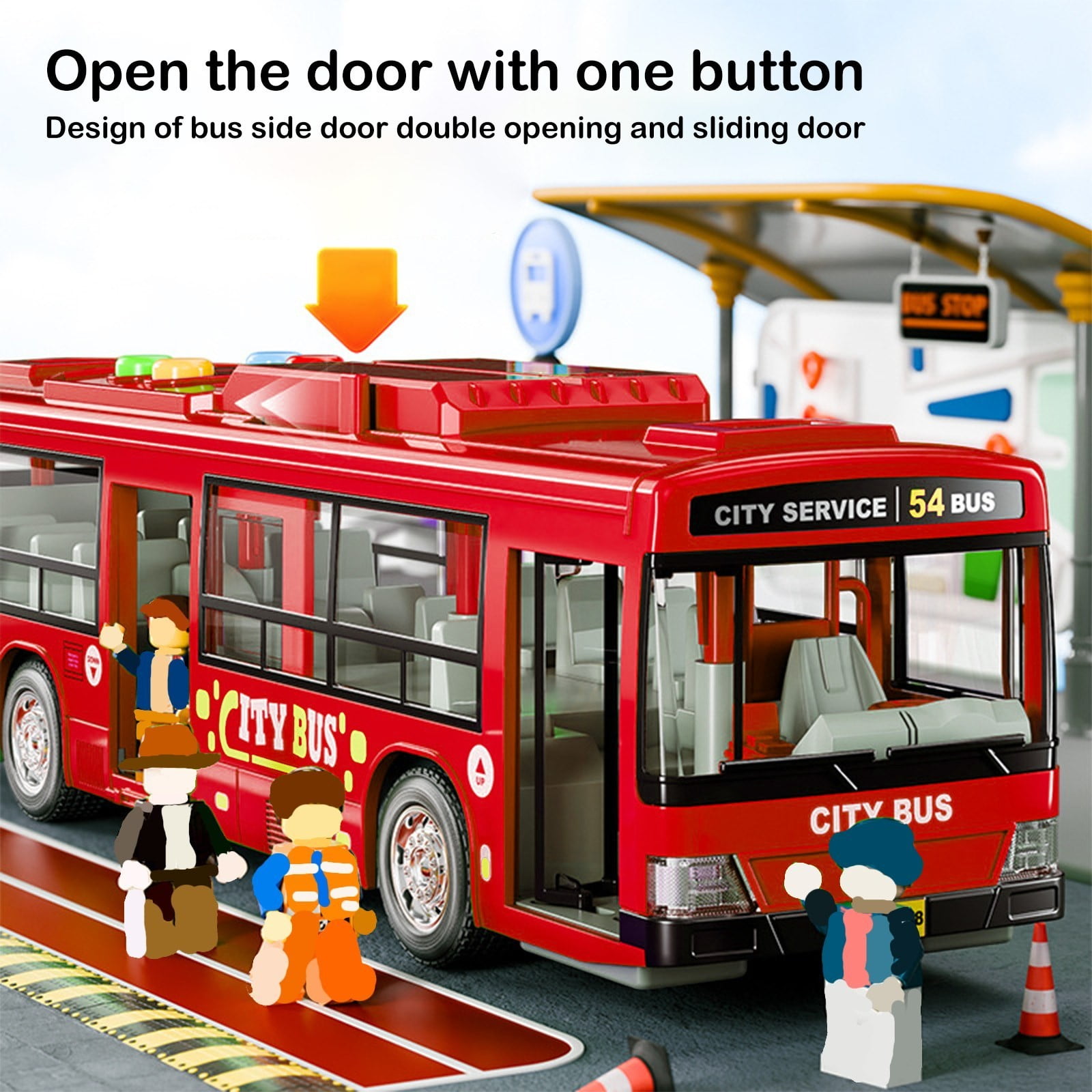 Autobús Eléctrico De Juguete Con Luces Y Música | Autobús Urbano Con Puertas Que Se Abren | Juguete De Transporte Para Niños