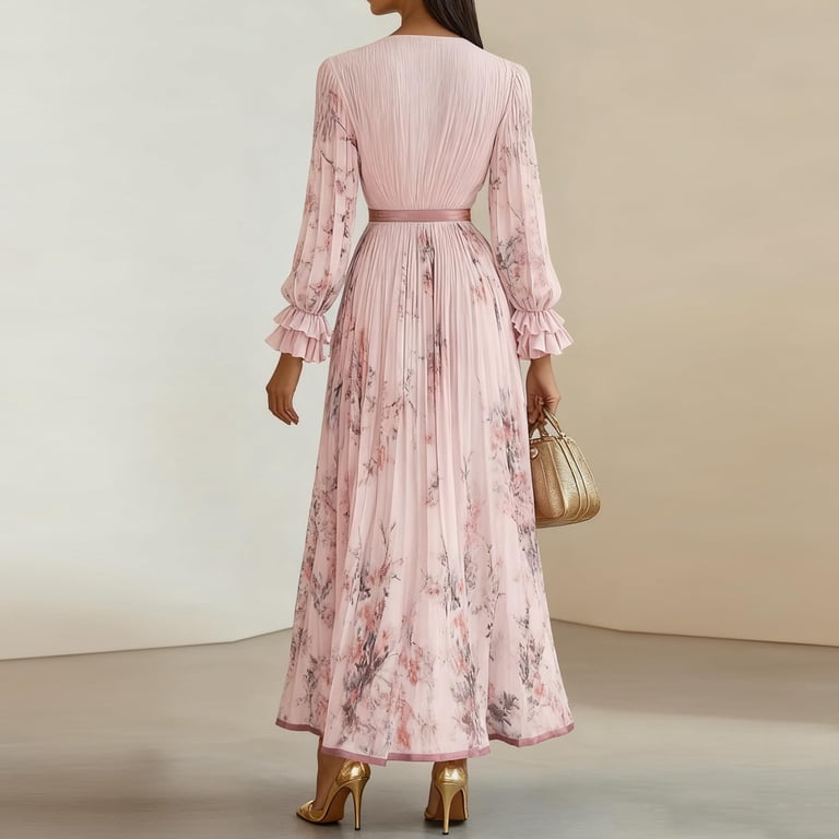 formal summer dresses with sleeves Floral Dress Spring And Summer Casual Dresses Floral Summer Formal Gowns Long Casual Maxi Summer Dress With Blue