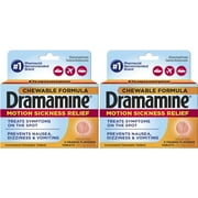 Dramamine Motion Sickness Relief Dual Action, Orange Flavor, 8ct, 2-Pack
