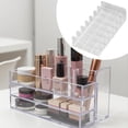 thumbnail image 1 of Organizador de pestañas acrílico transparente, multifuncional, con 7 secciones para paletas de maquillaje, ideal para tocador, baño y salón de, 1 of 8