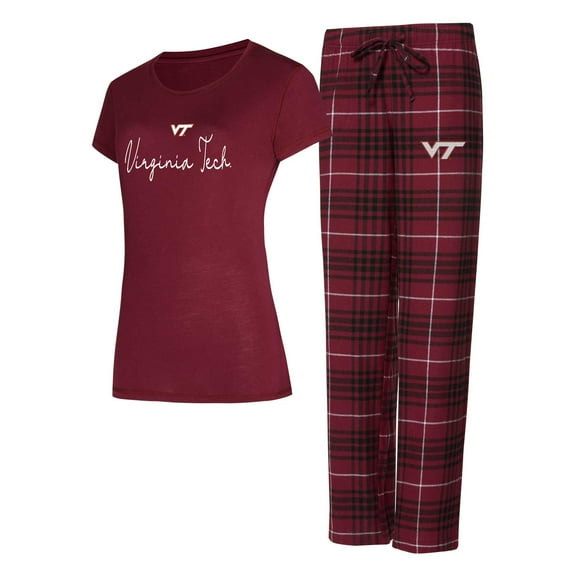 Women's Concepts Sport  Maroon Virginia Tech Hokies Vector Top & Flannel Pants Sleep Set