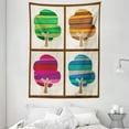 thumbnail image 1 of Modern Tapestry, Striped Tree Silhouettes In Spring Fall Winter Summer Seasons Artwork Composition, Wall Hanging for Bedroom Living Room Dorm Decor, 60W X 80L Inches, Multicolor, by Ambesonne, 1 of 2