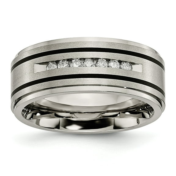 Titanium Polished/Brushed Enameled 1/4ct tw. Diamond 9mm Band