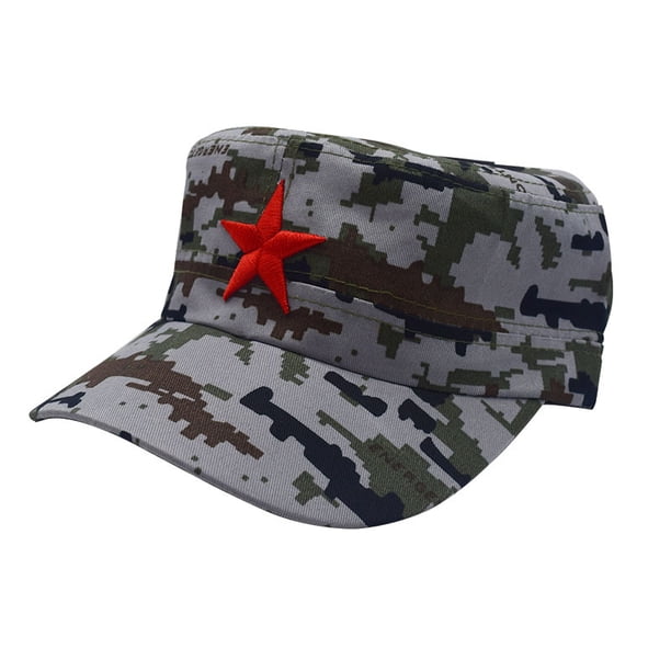 Gorra de camuflaje para niños y adultos, gorra de entrenamiento militar con estrella de cinco puntas y camuflaje, gorra de bebé de primavera y verano, gorra de béisbol plana para el sol