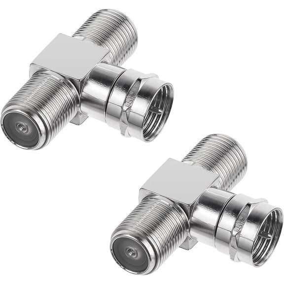 2Pack Coaxial Cable Splitter F-Type Coax Cable Splitter TV Splitter 2 in 1 Out F Type RG6 Male to 2 F Female 3 Way Connector Coaxial Cable Connector for Video VCR Antenna Cable Satellite
