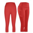 thumbnail image 2 of Summer Savings Clearance! Stamzod Gym Leggings for Women Summer Solid Color High Waisted Stretch Yoga Leggings Casual Slim Fit Plus Size Capri Leggings for Workout Running Athletic Red B XL, 2 of 7