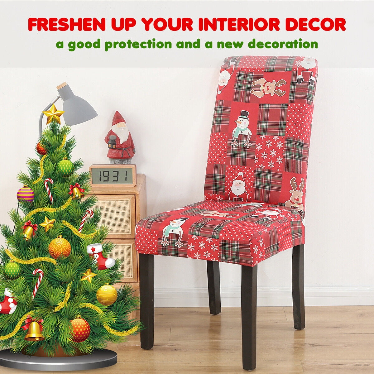 TOPCHANCES Christmas Chair Back Cover, Snowman Slipcovers Kitchen Chair