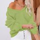 thumbnail image 2 of Jersey con cuello en V, Top de punto, moda, transpirable, manga larga, suéter suelto de punto para mujer, verde S, 2 of 6