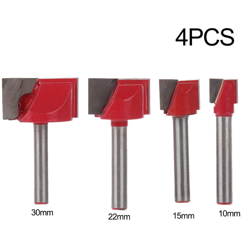 4pcs 10/15/22/30mm Router Bit Surface Planing Bottom Cleaning Wood