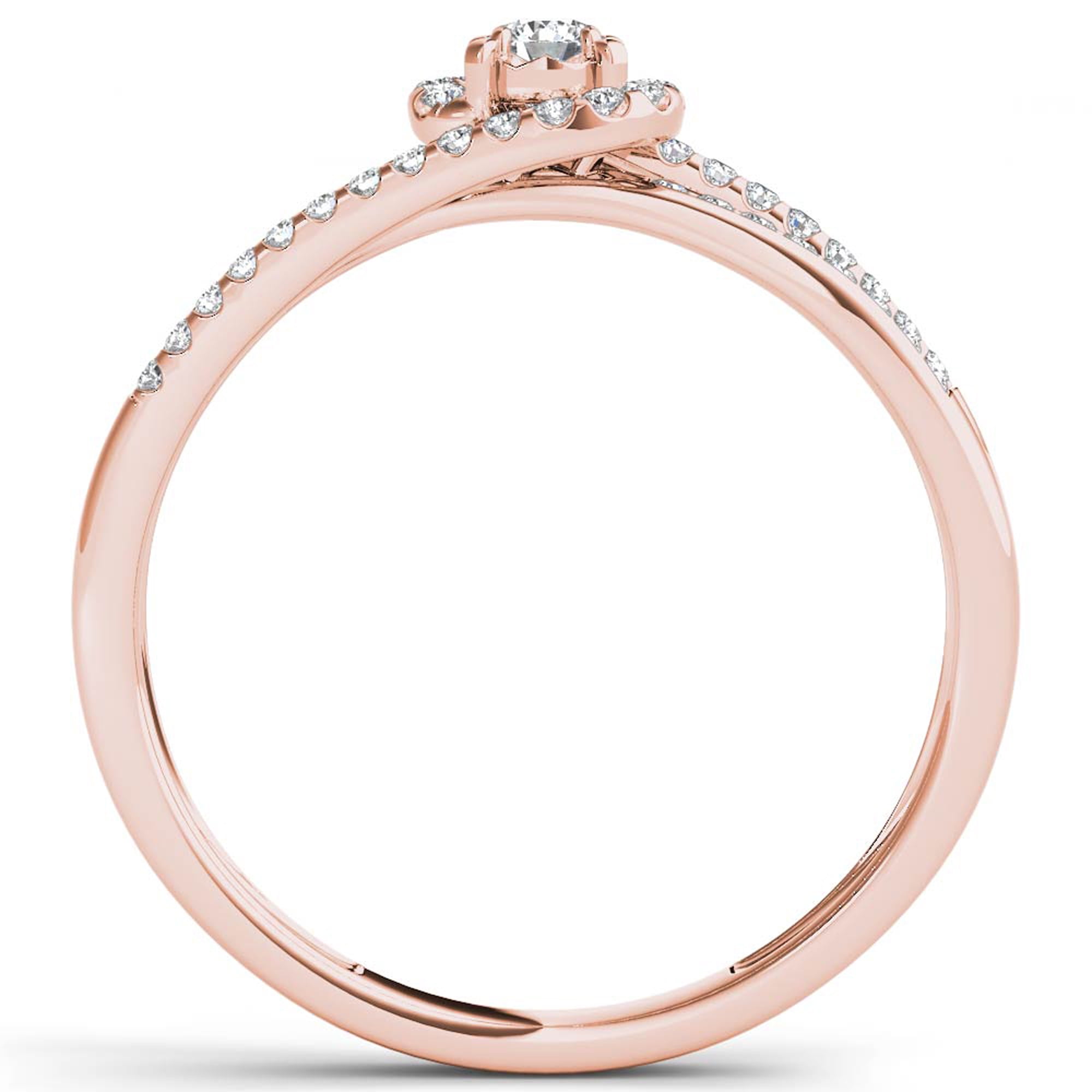 1/5 Carat T.W. Diamond Bypass Halo 10kt Rose Gold Engagement Ring