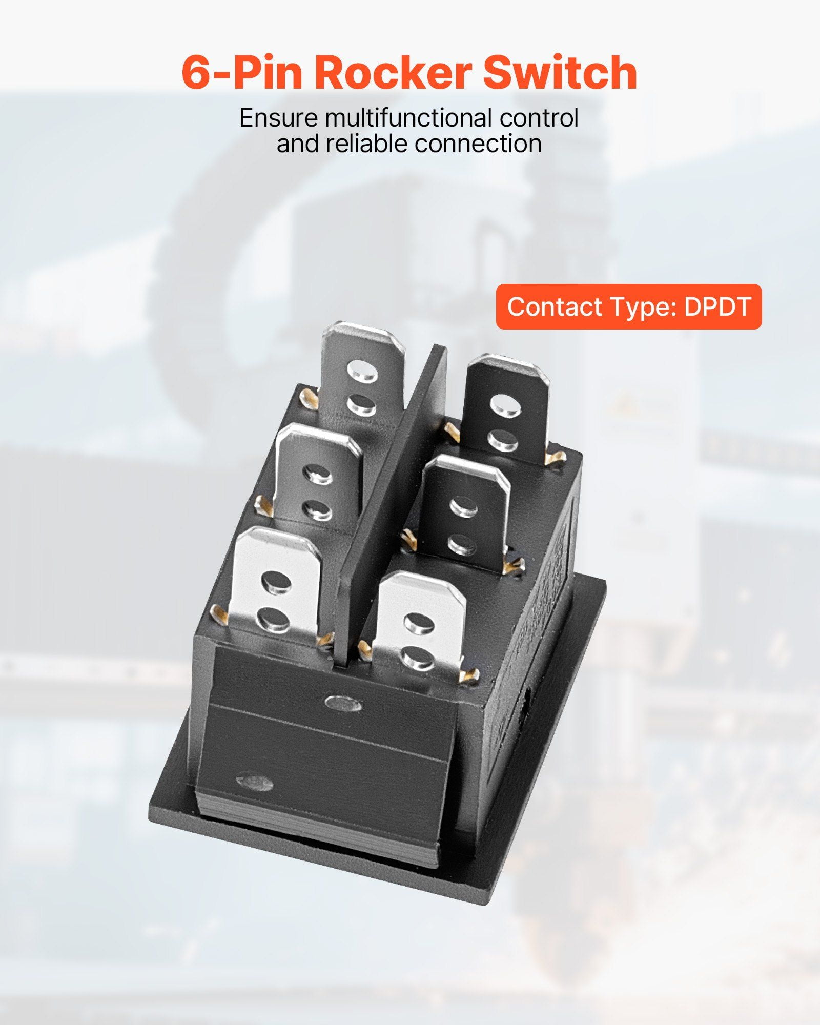 Rocker Switch, 6 Pin Momentary DPDT Rocker Switch, 3-Position (ON)-Off-(ON) Polarity Reversing Switch AC 250V/16A 125V/ 20A for Auto Car Boat Household Appliances