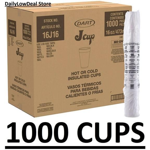 Dart Foam Cup 16 oz, 1000-count BRAND NEW SEALED ITEM!! FREE SHIP!!