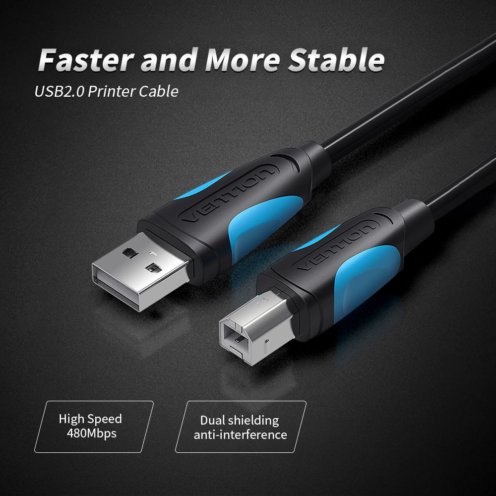 Cables High Speed Printer Cable 1.5m 3m 5m 10m USB 2.0 A Male to B Male Printer Cable Dual Shielding Crystal Blue Color Cable Length: 0.5m