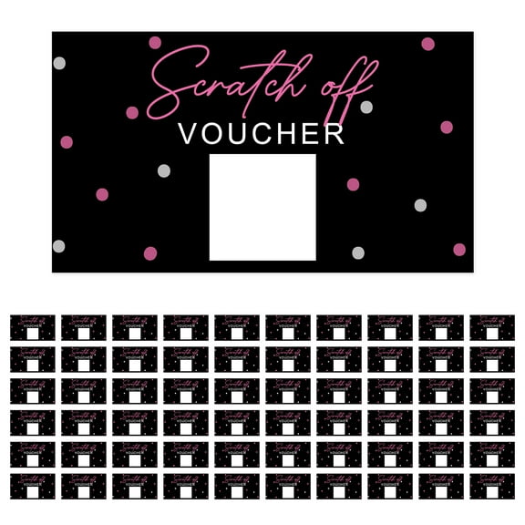 Koyal Wholesale 60 Fill In DIY Scratch-Off Vouchers Couples Date Cards, Pink & Gray Polka Dots, Valentine's Day Coupons