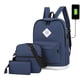 thumbnail image 1 of Mochila Para Acampar Al Aire Libre De 3 Uds., Bolso De Hombro Resistente Al Desgaste Con Bandolera, Bolso De Mano, Mochila Escolar De Estilo Coreano Con Cable Usb Speravity AP007924-02, 1 of 6