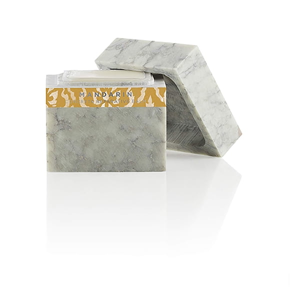 Zents Concreta Bálsamo reparador reafirmante y perfume sólido (fragancia de mandarina) con manteca de karité orgánica pura y aceite de coco orgánico en esteatita 1.25 fl oz