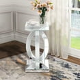 thumbnail image 2 of Silver Mirrored End Table with Crystal Inlay, Modern Side Accent Table, Small Mirrored Coffee Table for Living Room, Bedroom 12"x12"x24", 2 of 6