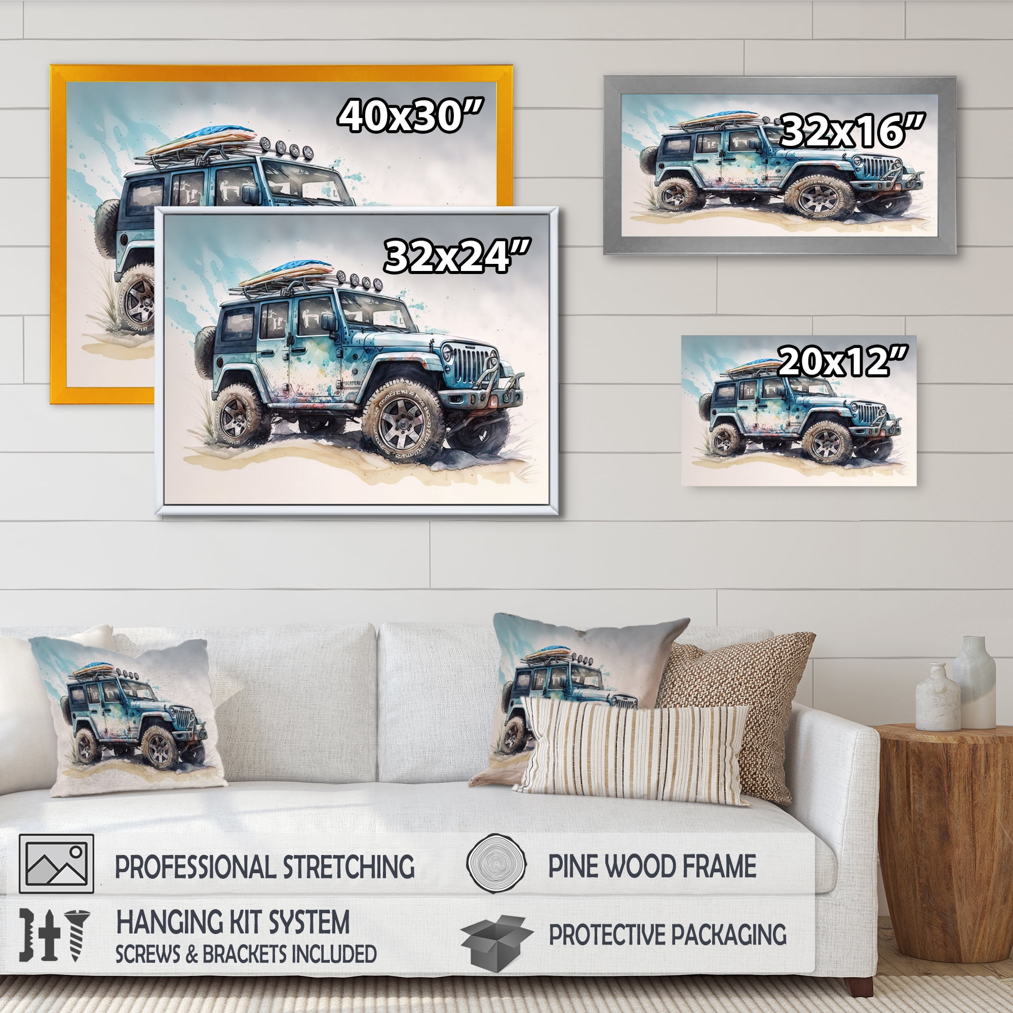 Designart Off Road On The Beach I Canvas Wall Art