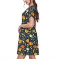 thumbnail image 2 of Vsdgher Citrouille pour Femmes Été 2025 Robes Midi Décontractées Légères Manches Courtes Col Rond Robe de Plage, 2 of 6