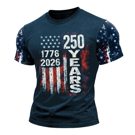 WAYUTE 250 Anniversary USA Shirt for Man National Flag Classic Graphic Crewneck Birthday Celebrations Tee Independence Day T Shirt