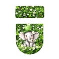thumbnail image 2 of HELLHERO Elephant Clover Polyester Toilet Lid Seat Cover Set Toilet Dust Cover Set Universal Stretch Elastic Bottom Washable and Reusable Adjustable for U-Shaped, 2 of 8