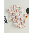 thumbnail image 4 of Douhoow 1-6Y Unisex Baby Pajamas Summer Cow Print Short Sleeve Button Shirt Shorts 2Pcs Sleepwear, 4 of 8