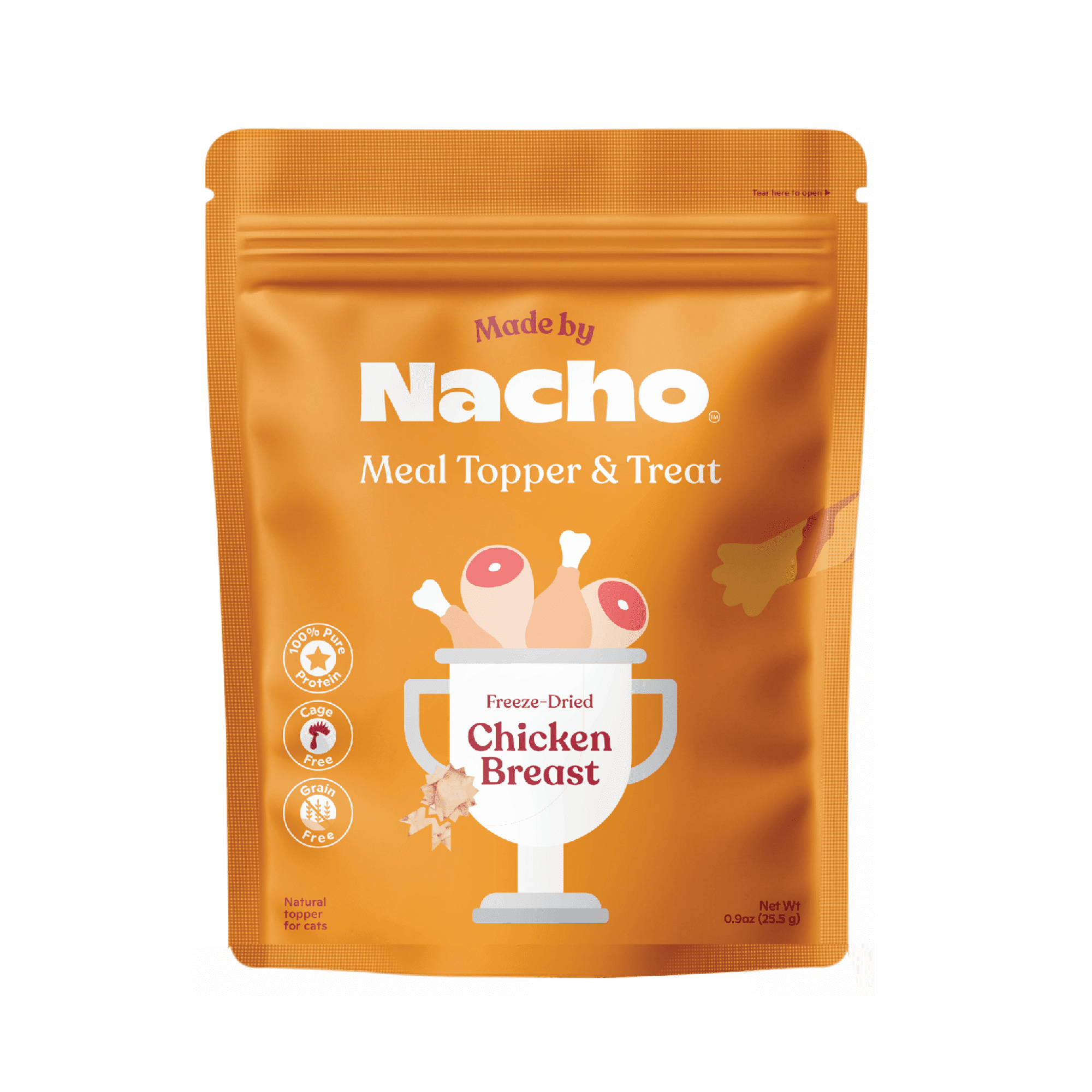 Made by Nacho Freeze-Dried Cat Treats, Limited Ingredient, High Protein, Nutrient-Rich Crunchy Treats, Chicken Breast, 0.9 oz