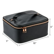 Walmart Train Case Cosmetics Organizer with Adjustable Dividers for Travel with Makeup & Toiletries, Black, Size 10.00 x 4.75 x 8.75