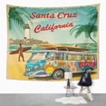 thumbnail image 2 of ZEALGNED Beach Santa Cruz California Retro Vintage Surfer Van Surfing Bus Tropical 1960S Wall Art Hanging Tapestry Home Decor for Living Room Bedroom Dorm 51x60 inch, 2 of 2