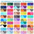thumbnail image 3 of Juego de marcadores de pintura acrílica Amamao, 100 colores, doble punta, paquete de 50, 3 of 9