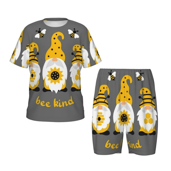 Balery Bee Kind Conjunto de Pijama Infantil de Manga Corta con Estampado – Ropa de Dormir de Algodón Suave-Large