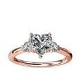 thumbnail image 1 of 0.70 Carat Excellent Heart Cut Real Diamond New Design Three Stone Ring for Wedding Solid 18K Rose Gold Size 11, 1 of 8