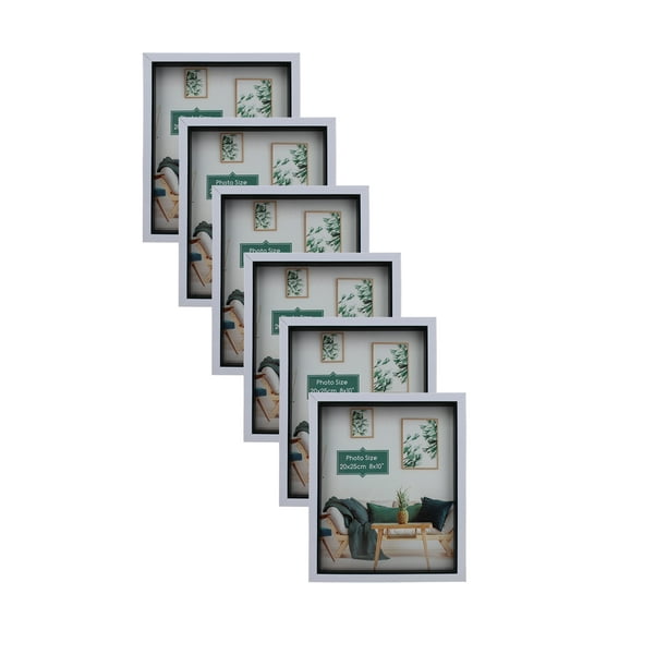 Picture Frame Plastic Size 8X10 White color For Tabletop stand 6Pack